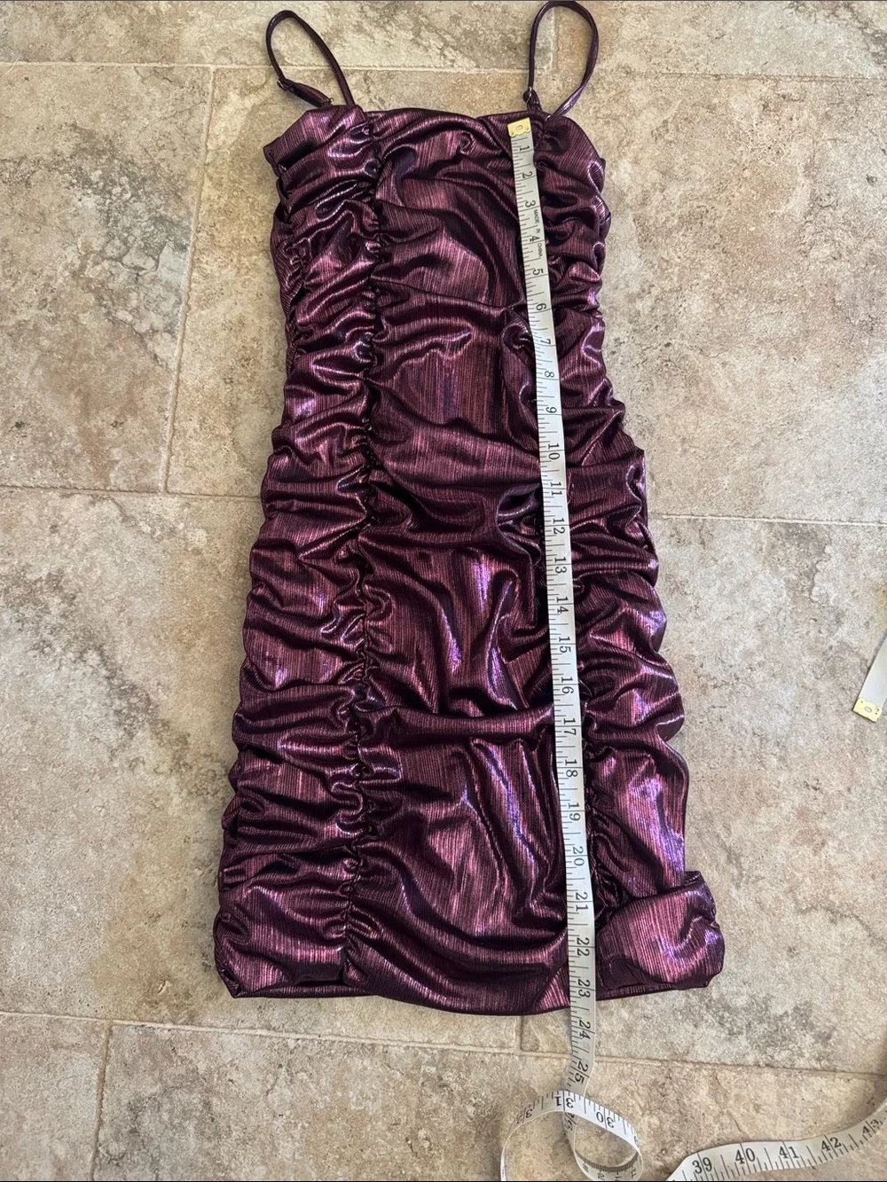 Katie J NYC girls Roxy metallic dress Purple pink Ruched Mini Dress size large